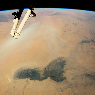 Lake Chad and a Bodele Dust Plume, Sahara