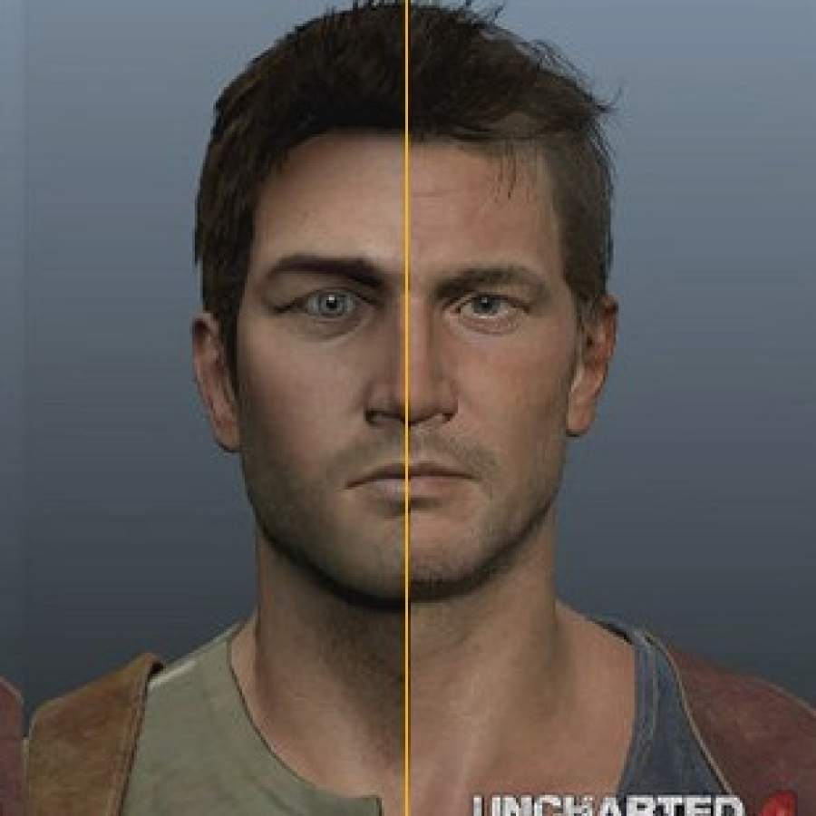 Le personnage principal de Nathan Drake entre l'épisode 3 et 4 du jeu. Notez le nombre de changements...